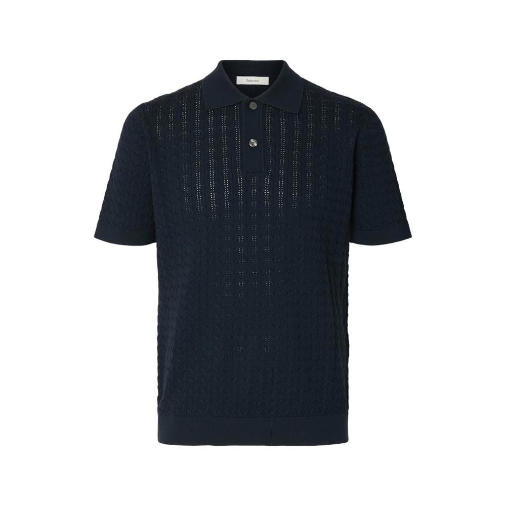 Selected Homme Mattis Short Sleeve Cable Knit Polo